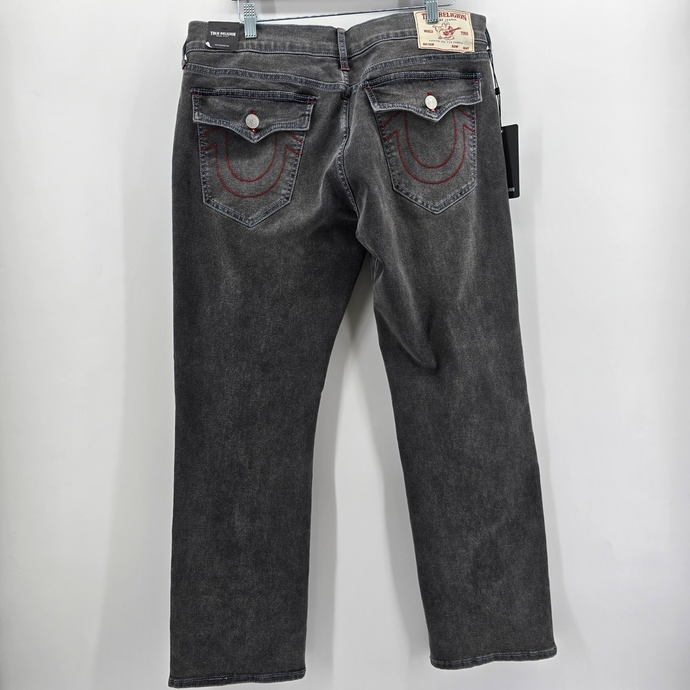 True Religion Ricky Relaxed Straight Jeans Mens Grey Phantom Wash 36x34 NWT - Picture 3 of 11